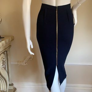 ROLAND MOURET Arreton high-rise wool-crepe navy blk Skirt Size US4 UK8 FR36